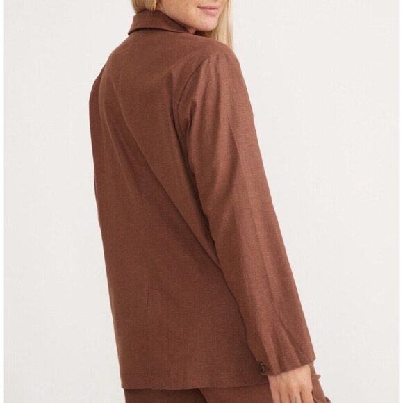 Marine Layer Flora Hemp Tencel Blazer Oversize Brown Women's Size XL NWOT - Picture 3 of 16